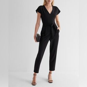 NWT V-Neck Tie Waist Straight Leg Jumpsuit